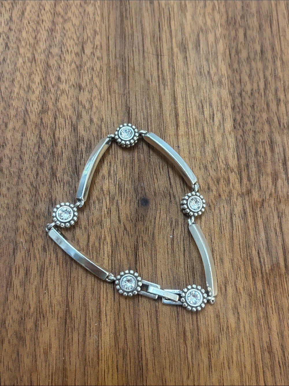 Brighton TWINKLE BAR stamped bracelet- silver plated with crystals